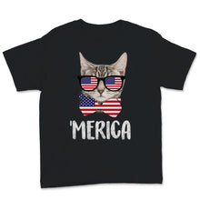 Load image into Gallery viewer, Merica Cat Wearing Sunglasses America USA Flag 4th of July
