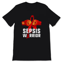Load image into Gallery viewer, Sepsis Warrior Red Ribbon Boxing Gloves Awareness Faith Warrior

