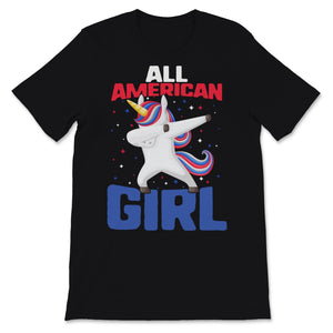 All American Girl Cute Dabbing Unicorn 4th of July USA American