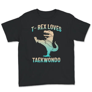 T-Rex Loves Taekwondo, T-Rex Dinosaur, Karate Boys Shirts, Martial