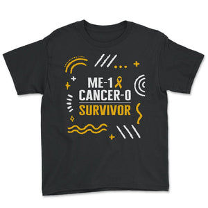 Childhood Cancer Awareness Shirt, Me-1 Cancer-0 Survivor Gold Ribbon - Youth Tee - Black