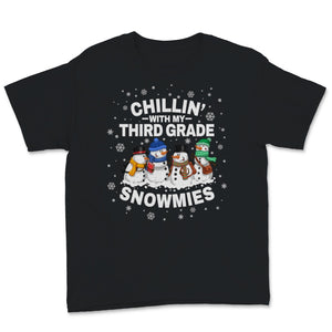 Chillin' With Third Grade Snowmies Christmas Proud Teacher Cute