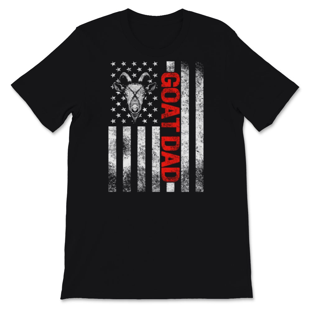 Funny Fathers Day Shirt Goat Dad USA American Flag Goats Lover