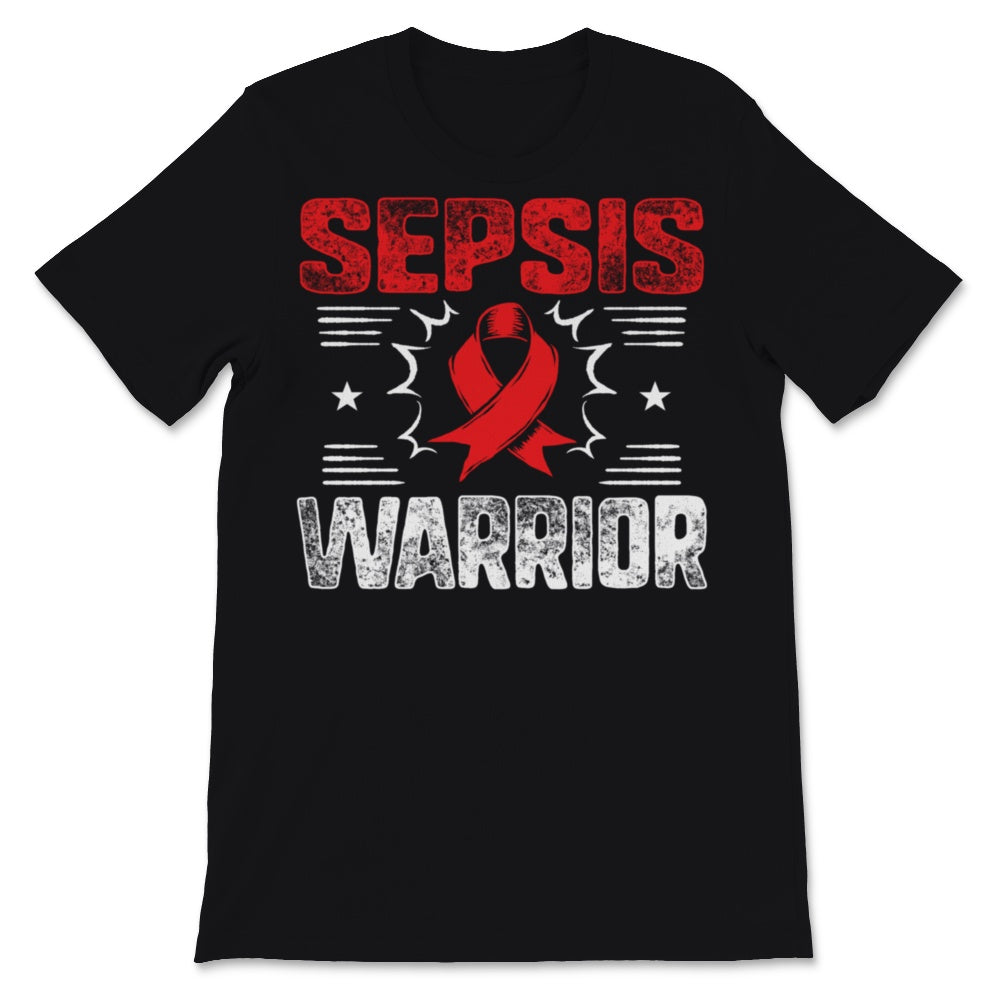 Sepsis Warrior Red Ribbon Awareness Faith Warrior Support Warrior