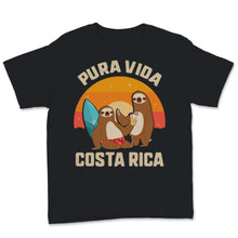 Load image into Gallery viewer, Pura Vida Costa Rica Shirt, Sloth Tshirt, Sleepy Lazy Animal Surfing

