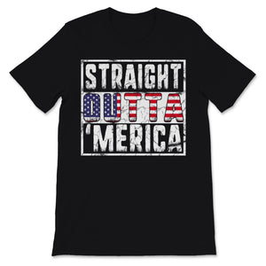 Vintage Straight Outta Merica 4th of July USA America Flag