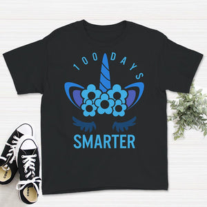 100 Days Smarter, Funny 100 Days School Unicorn Tee, Teacher And