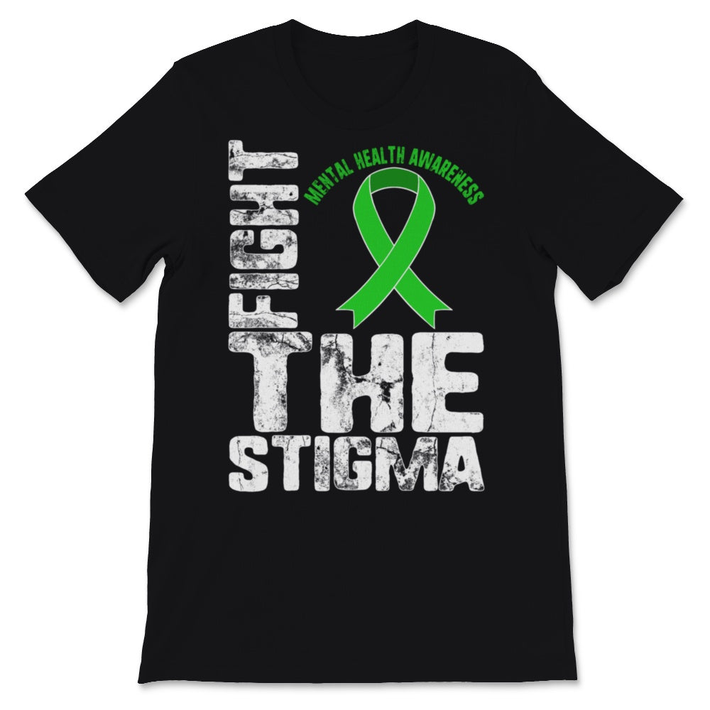 Fight The Stigma Mental Health Disease Social Awareness Green Ribbon