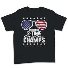 Load image into Gallery viewer, Undefeated 2-Time World War Champs 4th of July Sunglasses USA Flag
