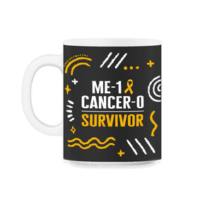 Childhood Cancer Awareness Shirt, Me-1 Cancer-0 Survivor Gold Ribbon - 11oz Mug - Black on White