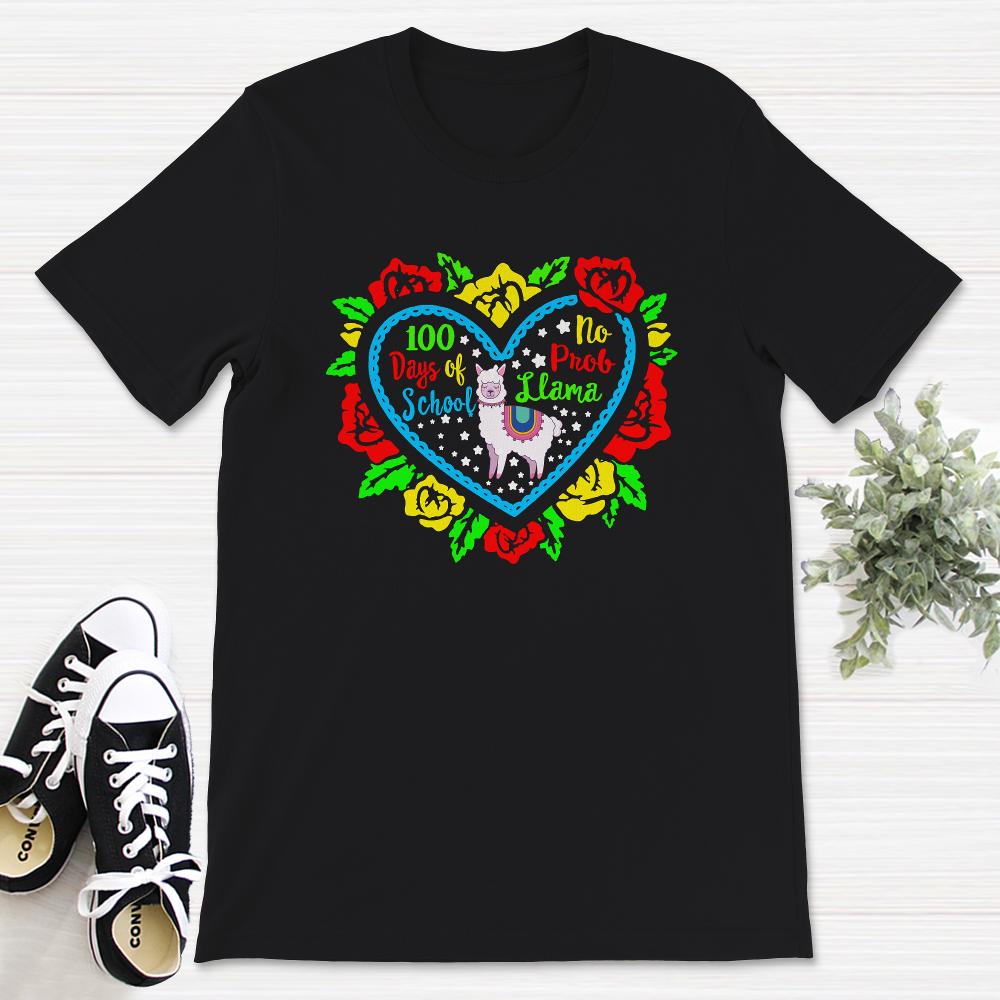 100 Days Of School, No Prob-Llama, Funny 100 Days Of School Llama Tee