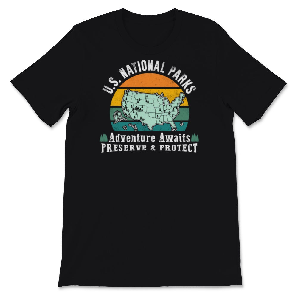 US National Parks Map Shirt, Hiking Camping Sweater, Adventure Awaits
