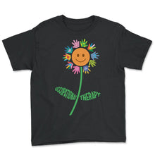 Load image into Gallery viewer, Occupational Therapy Shirt, OT Helping Hands Sunflower Tee, - Youth Tee - Black
