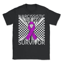 Load image into Gallery viewer, Narcissist Awareness Shirt, Narcissistic Abuse Survivor Purple Ribbon - Unisex T-Shirt - Black
