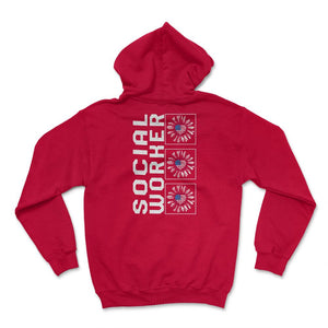 Social Worker Sunflower 4th Of July T Shirt - Hoodie - Red