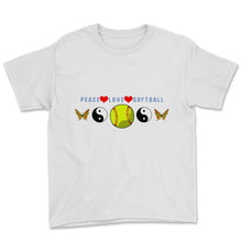 Load image into Gallery viewer, Peace Love Softball T-shirt, Show Peace Shirt, Peace Shirt, Love
