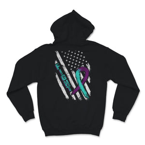 Suicide Prevention Awareness Fight USA American Flag Teal & Purple