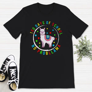 100 Days Of School, No Prob-Llama, Funny 100 Days Of School Llama Tee