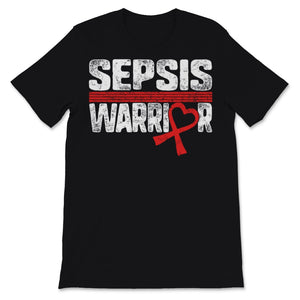 Sepsis Warrior Heart Red Ribbon Awareness Faith Warrior Support