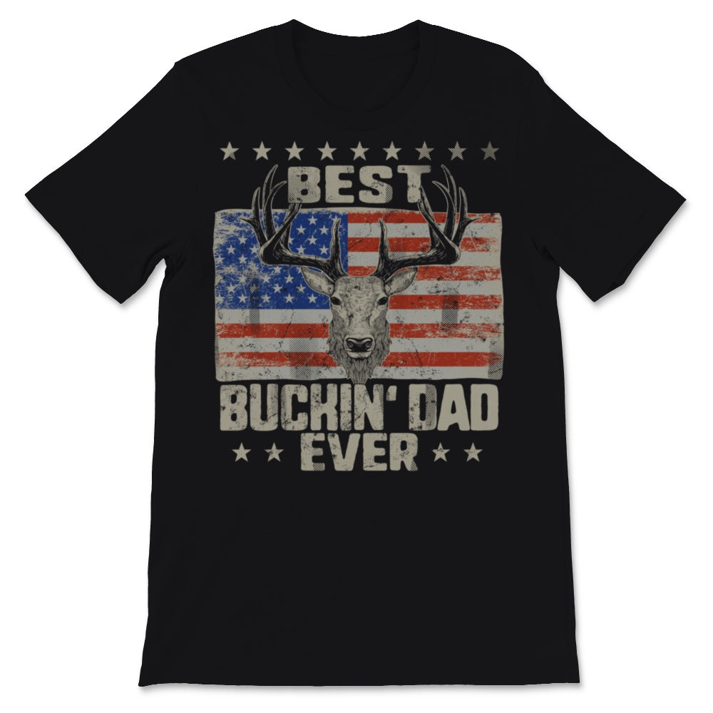 Best Buckin' Dad Ever Deer Hunting USA American Flag Retro Father's