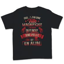 Load image into Gallery viewer, Tee shirt papa fille homme humoristique cadeau anniversaire alibi
