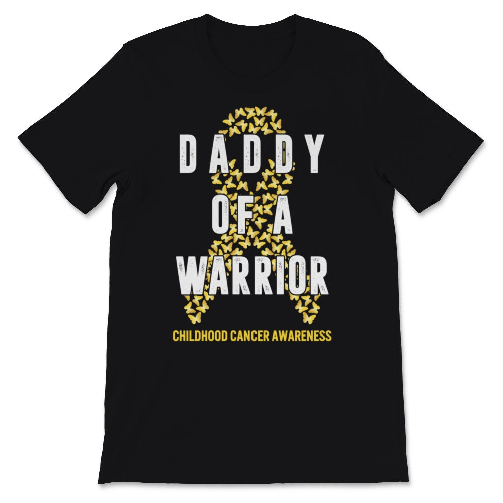 Daddy of A Warrior Childhood Cancer awareness Gold Ribbon Butterfly