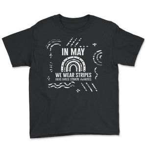 In May We Wear Stripes Ehlers Danlos Syndrome Awareness Rainbow Shirt - Youth Tee - Black