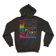 Load image into Gallery viewer, Occupational Therapy Shirt, Pediatric OT Play Learn Grow Tee, OT - Hoodie - Black
