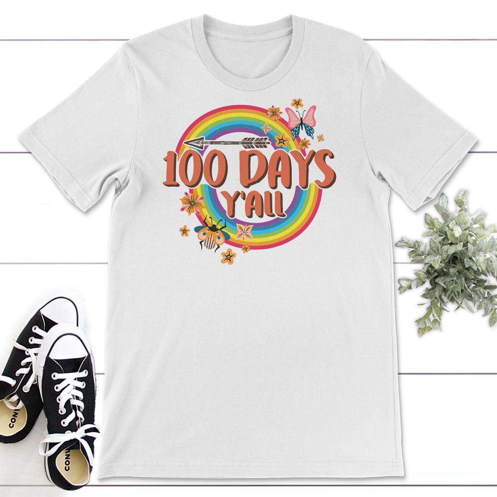 100 Days Y'All, Funny 100 Days Arrow Tee, Teacher Or Student 100 Days