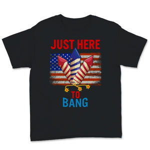 Just Here To Bang 4th of July Funny Fireworks USA American Flag