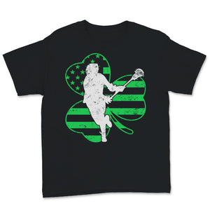 St Patrick's Day Lacrosse Player Shamrock Shape Green US American