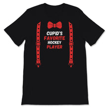 Load image into Gallery viewer, Valentines Day Shirt Cupid&#39;s Favorite Hockey Player Funny Red Bow Tie
