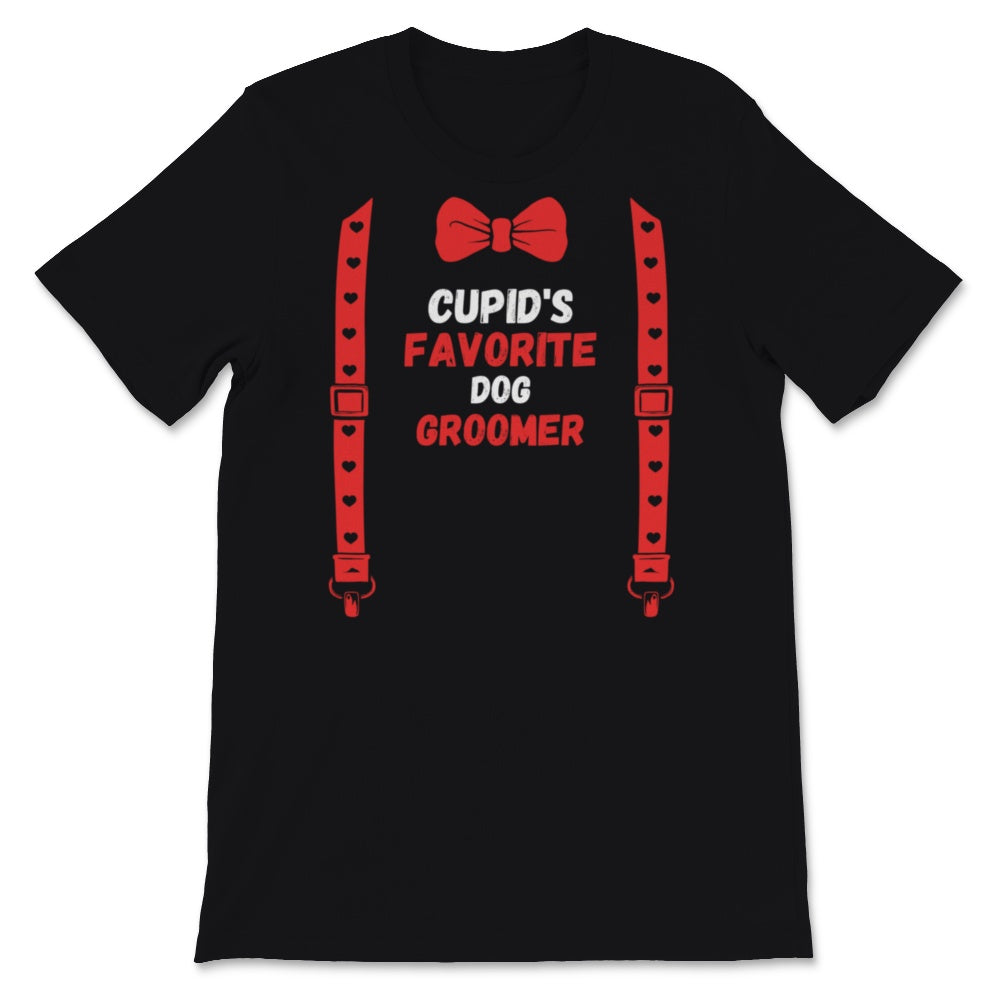 Valentines Day Shirt Cupid's Favorite Dog Groomer Funny Red Bow Tie