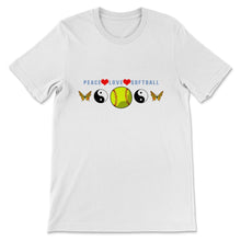 Load image into Gallery viewer, Peace Love Softball T-shirt, Show Peace Shirt, Peace Shirt, Love
