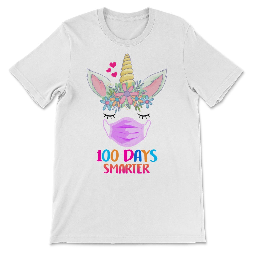100th Day Of School Shirt For Girls 100 Days Smarter Cute Unicorn