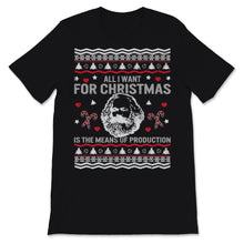 Load image into Gallery viewer, Karl Marx Christmas Red Ugly Sweater All I Want For Xmas Is The Means
