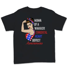 Load image into Gallery viewer, CHD Awareness Shirt Mama of Warrior Congenital Heart Defect Red Blue
