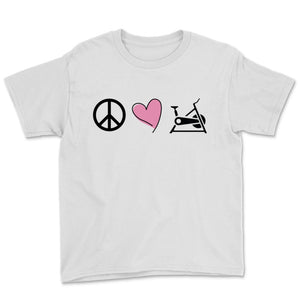 Peace Love Cycle Stationary Bike Rider Workout Gym Outdoors OT Women