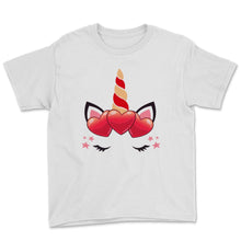 Load image into Gallery viewer, Cute Unicorn Face Valentine&#39;s Day Shirt Red Hearts Gift For Her Girls
