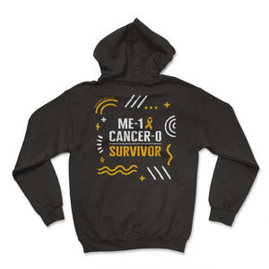 Childhood Cancer Awareness Shirt, Me-1 Cancer-0 Survivor Gold Ribbon - Hoodie - Black