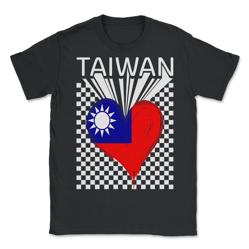 Taiwan Shirt, Taiwan Flag Heart Design Tee, Support Taiwanese People - Unisex T-Shirt - Black