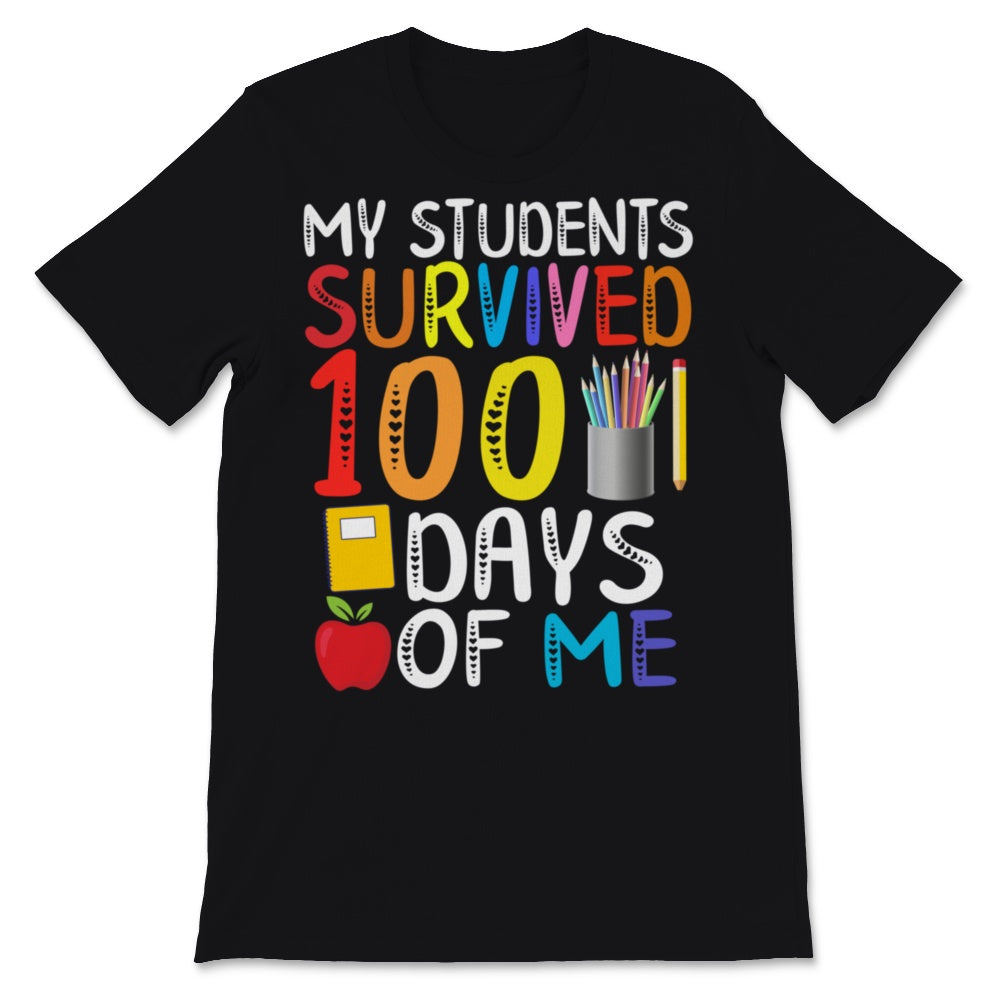 100 Days Of School Shirt For Virtual Teacher My Students Survived 100