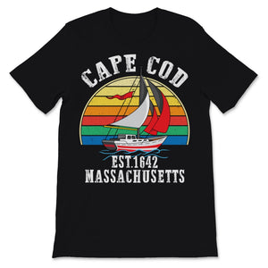 Cape Cod EST 1642 Massachusetts MA Vintage Sunset Sports Sailboat 70s
