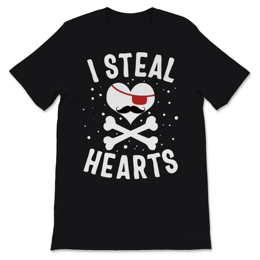 I Steal Hearts Valentines Day Pirate Love Skull Kids Boy Crossbones