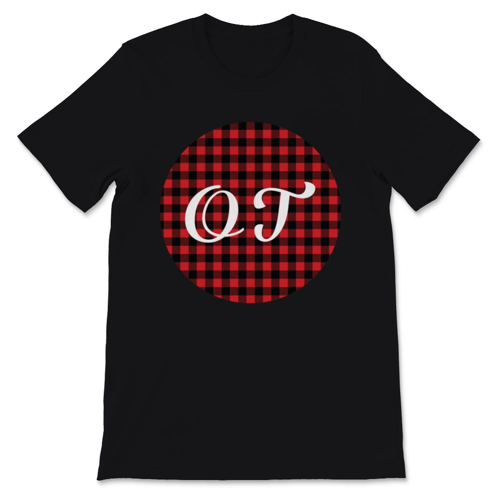 OT Month Cute Red Buffalo Plaid Print Circle Occupational Therapy