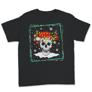 Happy Holiday Shirt, Funny Santa Hat Skull Christmas Tee, Holiday