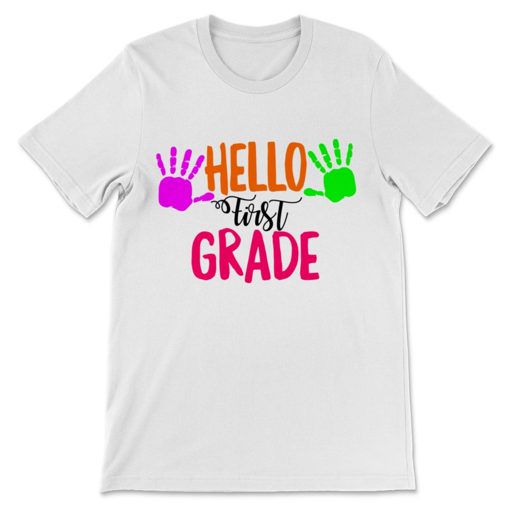 Hello First Grade Student Teacher Colorful Hands Back To School Gift