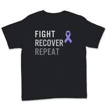 Load image into Gallery viewer, Eating Disorder Recovery Shirt Fight Recover Repeat Ed Warrior Purple

