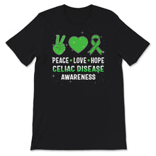 Load image into Gallery viewer, Celiac Disease Awareness Shirt, Peace Love Hope, Celiac Disease
