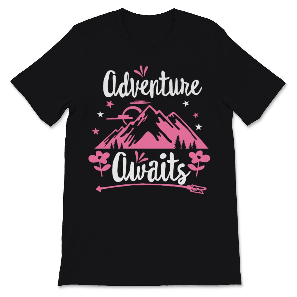 Adventure Awaits Shirt Travel Tee Camping Hiking Mountains Wanderlust